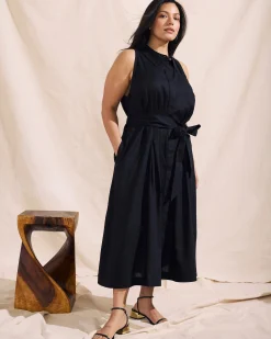 Adelaide Linen Blend Shirtdress Black