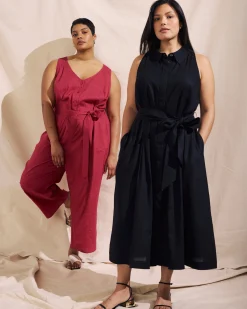 Adelaide Linen Blend Shirtdress Black