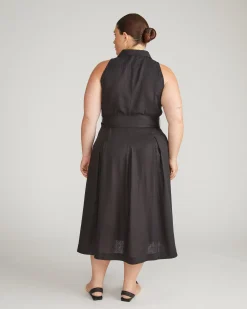 Adelaide Linen Blend Shirtdress Black