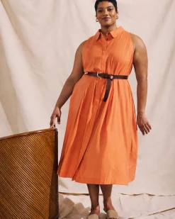 Adelaide Linen Blend Shirtdress Italian Orange