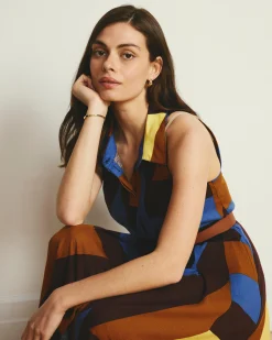 Adelaide Linen Blend Shirtdress Beach Ombra Print