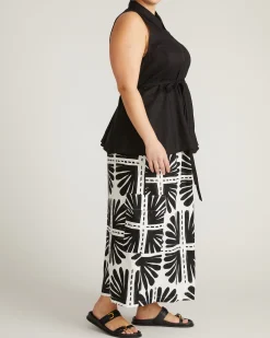 Adelaide Sleeveless Linen Blend Shirt Black