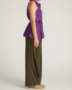 Adelaide Sleeveless Linen Blend Shirt Dreamy Purple