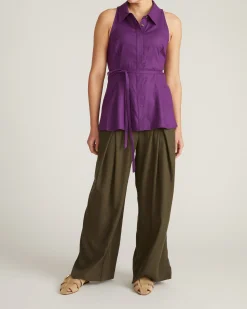 Adelaide Sleeveless Linen Blend Shirt Dreamy Purple