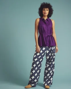Adelaide Sleeveless Linen Blend Shirt Dreamy Purple