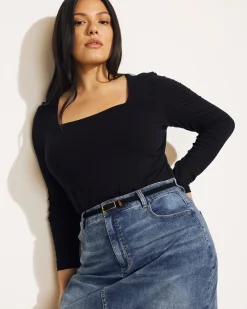 Agatha Liquid Jersey Top Black
