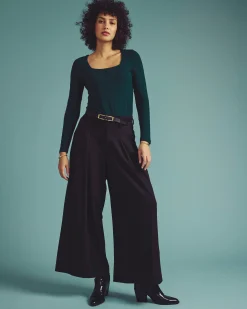 Agatha Liquid Jersey Top Forest Green
