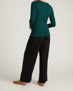 Agatha Liquid Jersey Top Forest Green