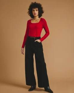 Agatha Liquid Jersey Top New York Red