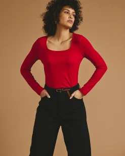 Agatha Liquid Jersey Top New York Red