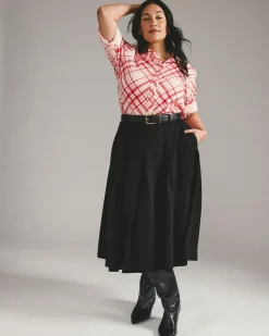Aleya Pleated Ponte Skirt Black