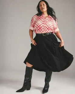 Aleya Pleated Ponte Skirt Black