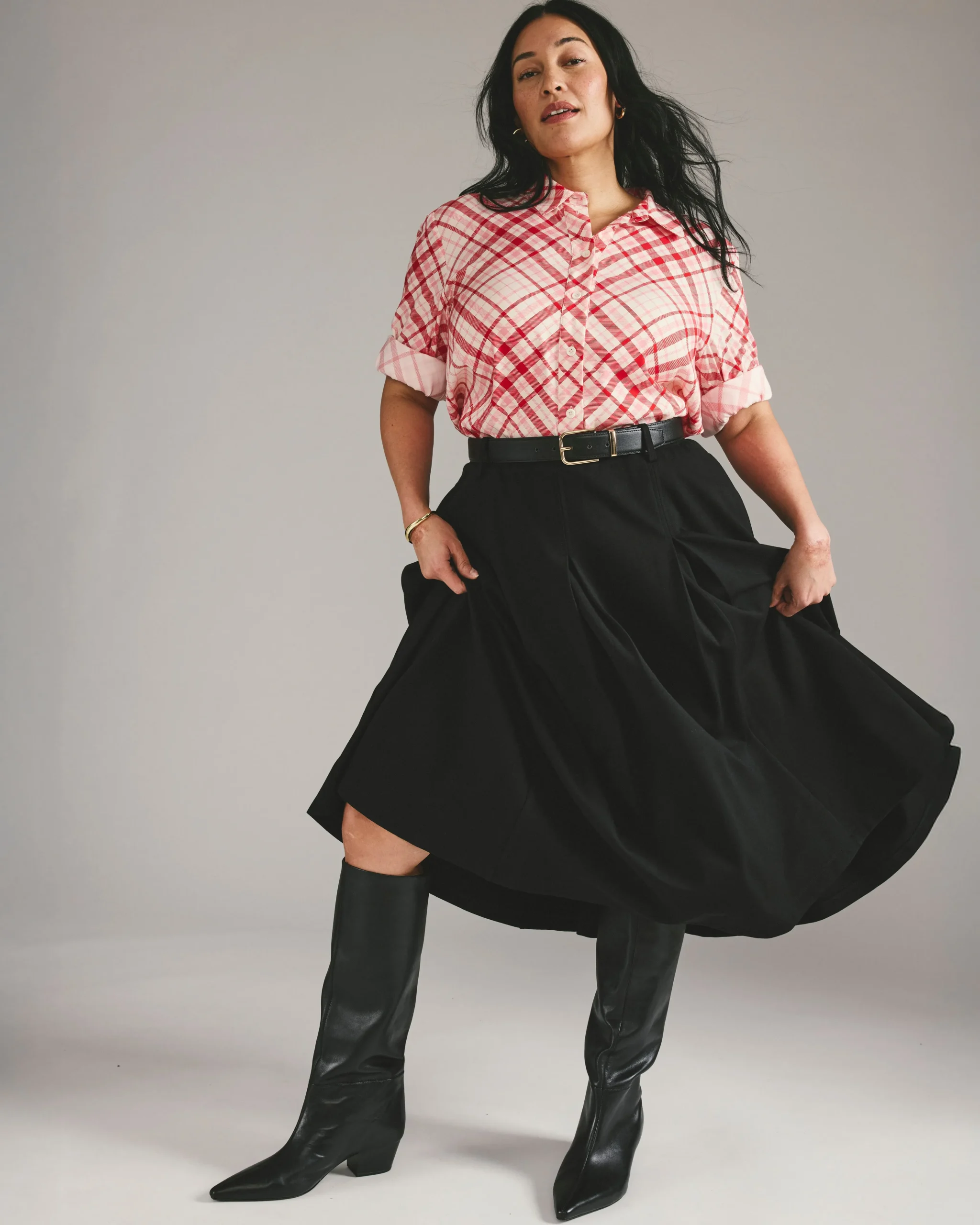 Aleya Pleated Ponte Skirt Black