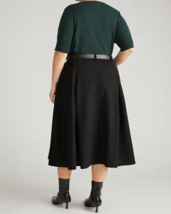 Aleya Pleated Ponte Skirt Black