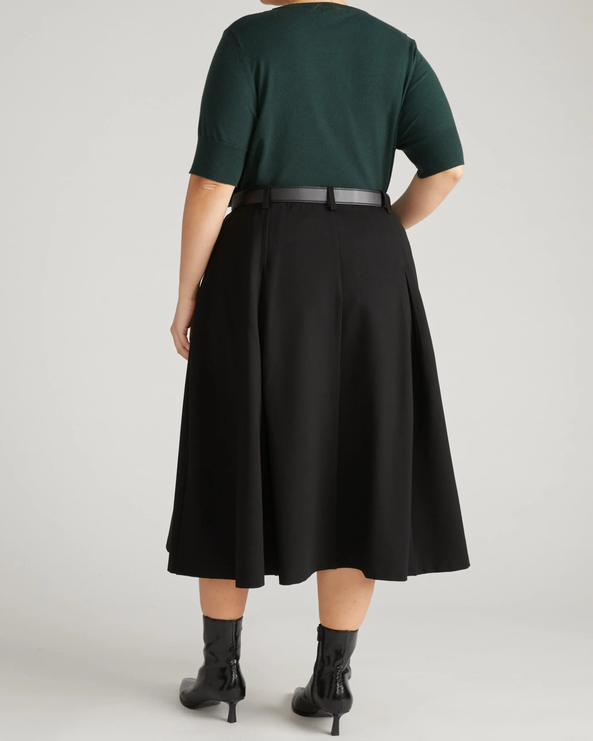 Aleya Pleated Ponte Skirt Black