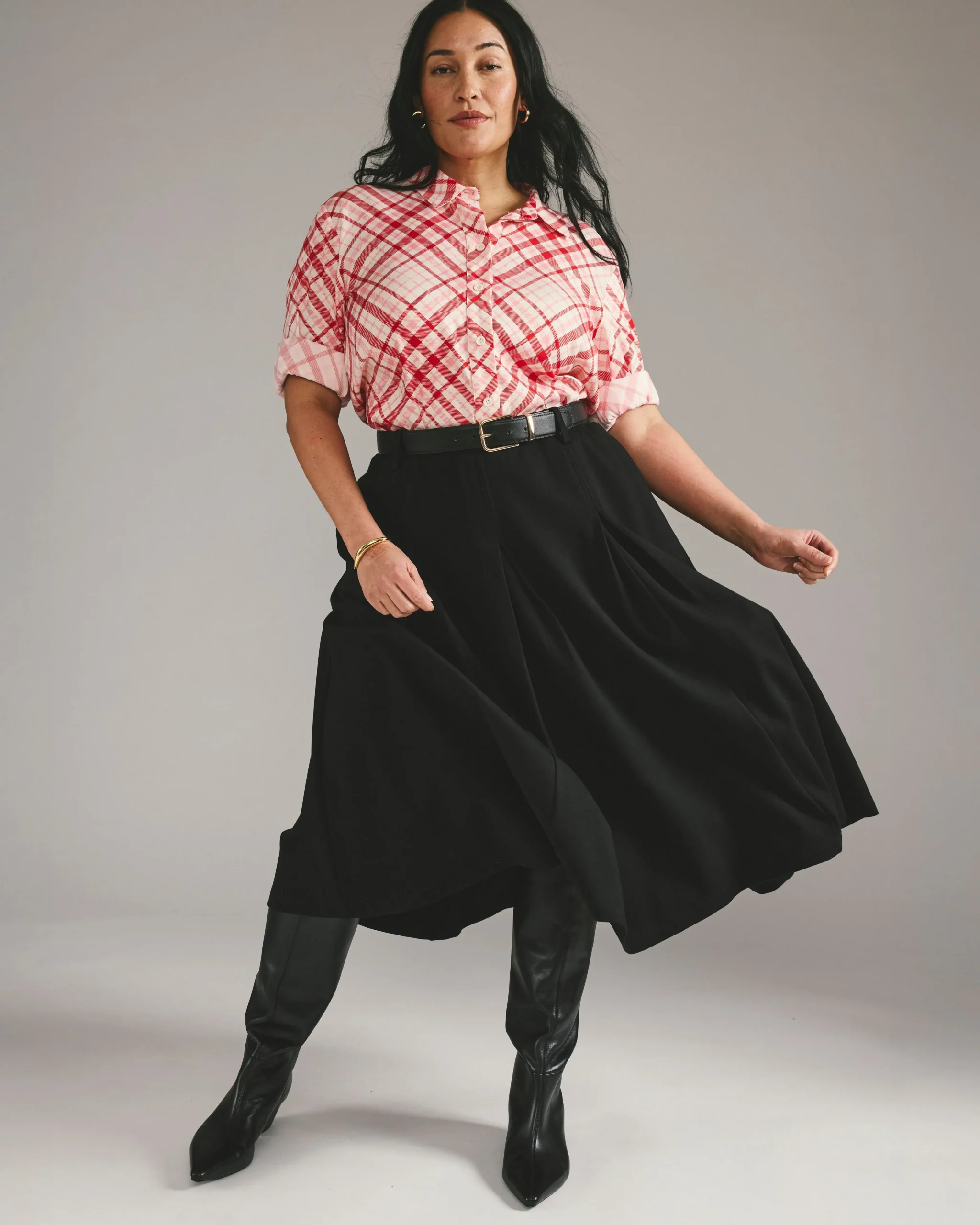 Aleya Pleated Ponte Skirt Black