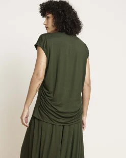 Alida Draped Liquid Jersey Top Coratina Green