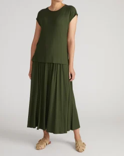 Alida Draped Liquid Jersey Top Coratina Green
