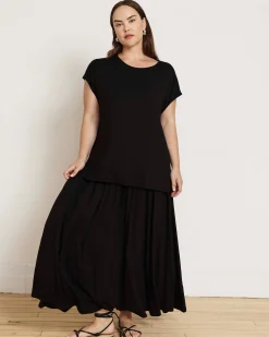 Alida Draped Liquid Jersey Top Black