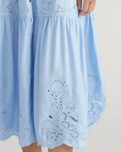 Alix Embroidered Linen Blend Shirtdress Cielo Blue