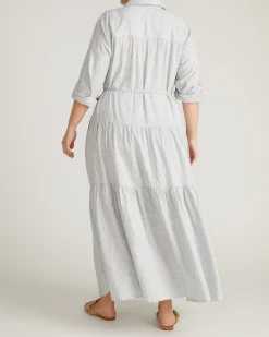 Alix Linen Blend Shirtdress Beach Stripe