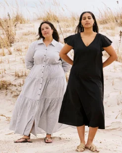 Alix Linen Blend Shirtdress Beach Stripe