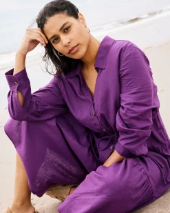 Alix Linen Blend Shirtdress Dreamy Purple