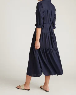 Alix Linen Blend Shirtdress Navy