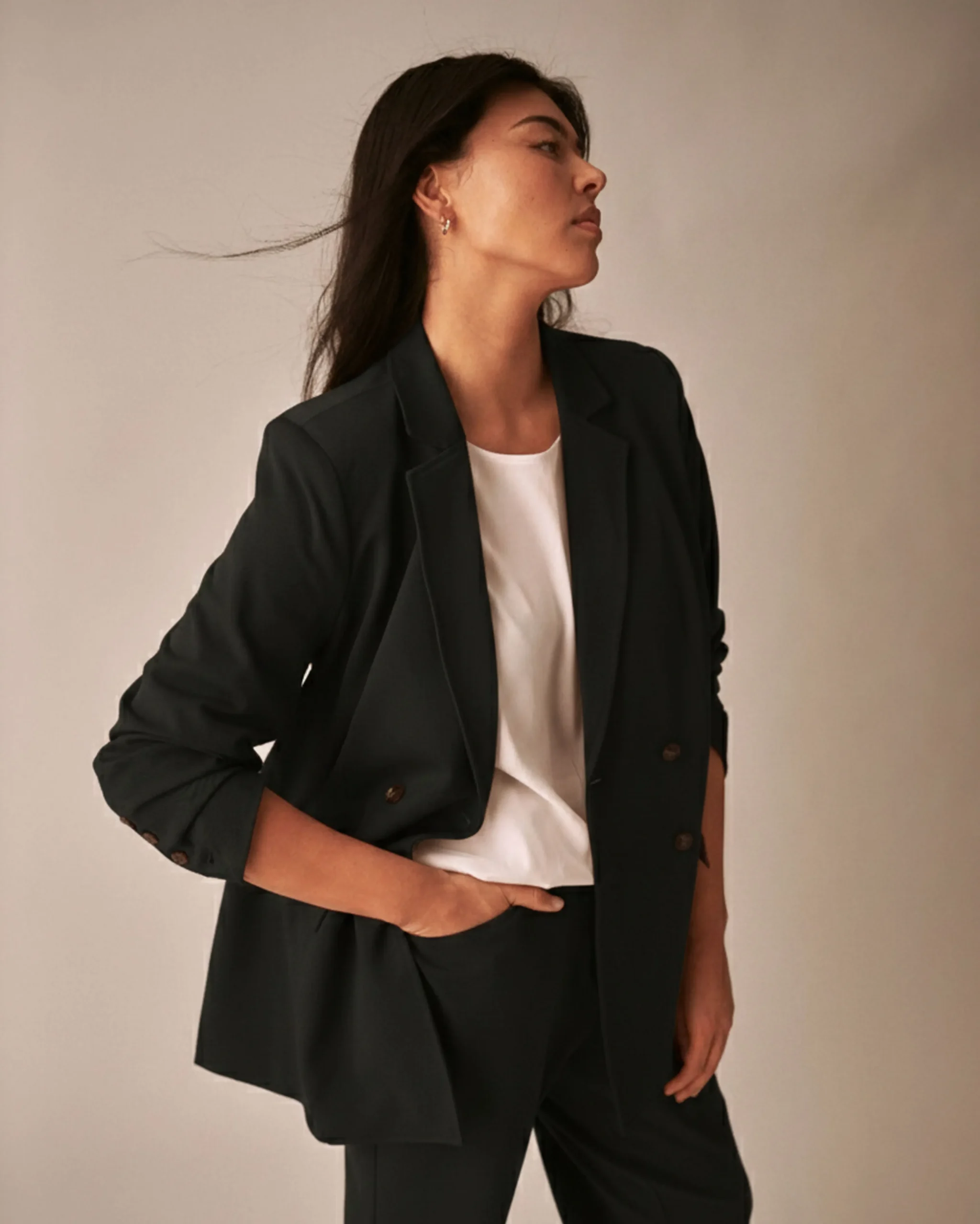 All Day Warren Double Breasted Blazer Black