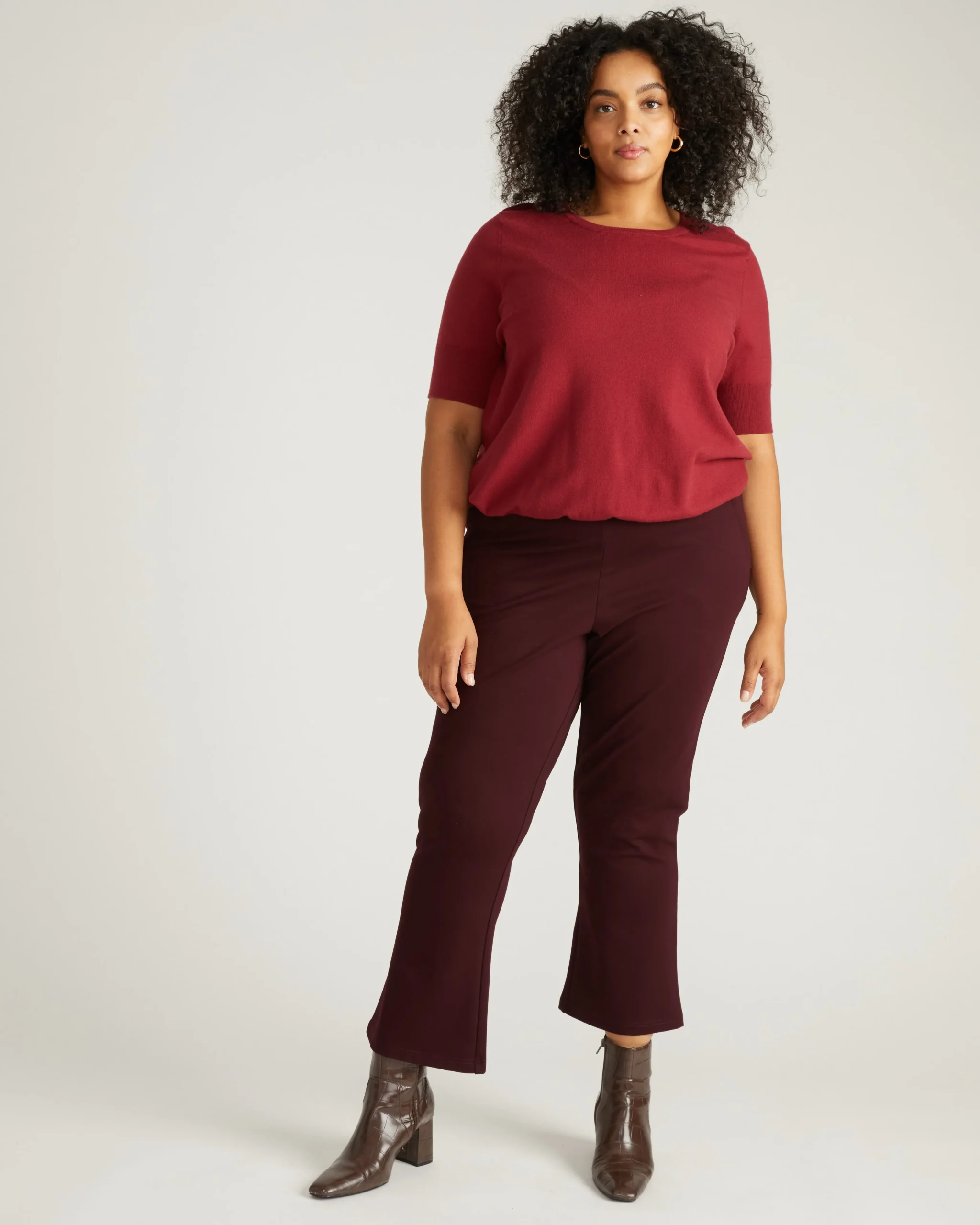 Amaya Ponte Kick Flare Pants Black Cherry