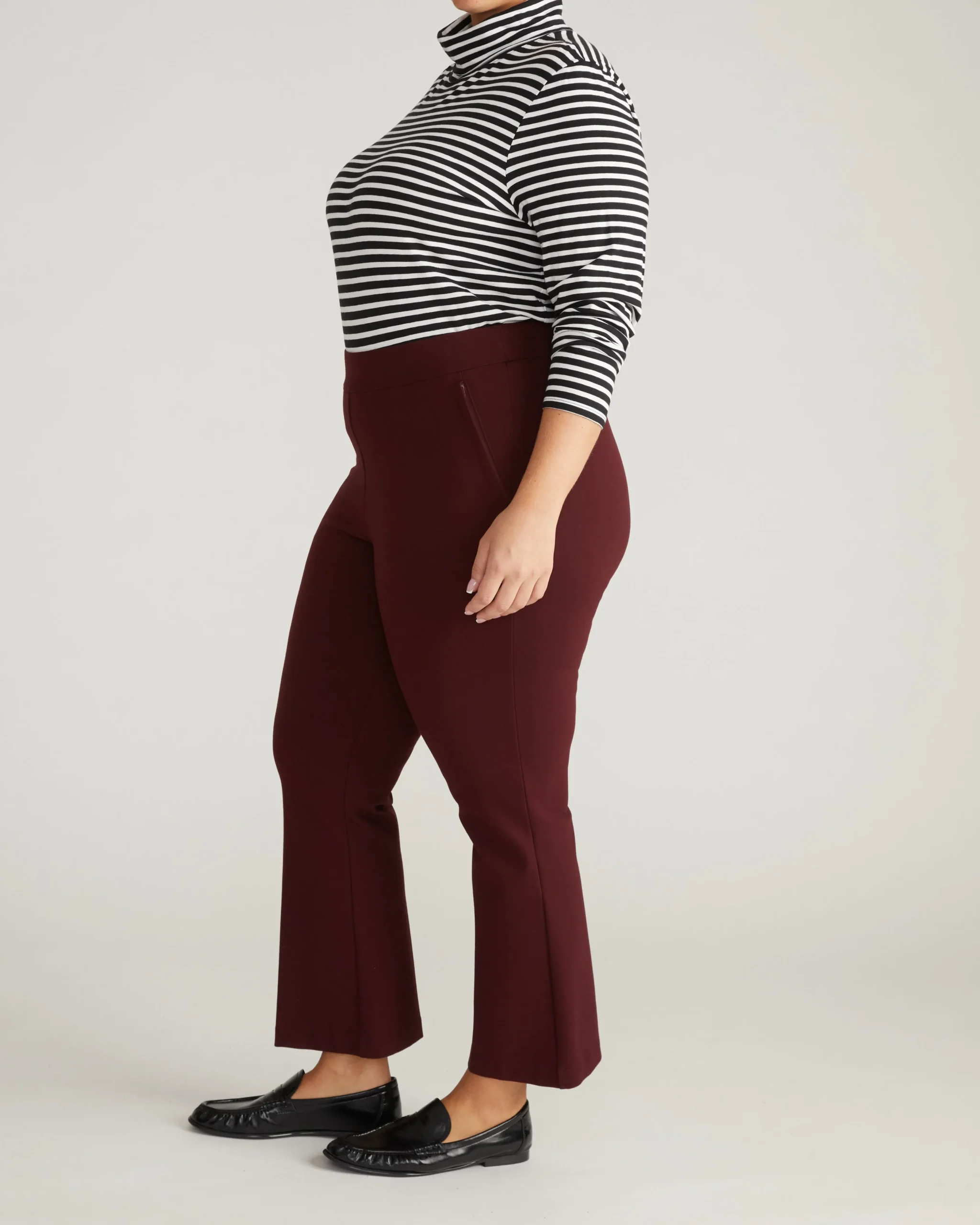 Amaya Ponte Kick Flare Pants Black Cherry