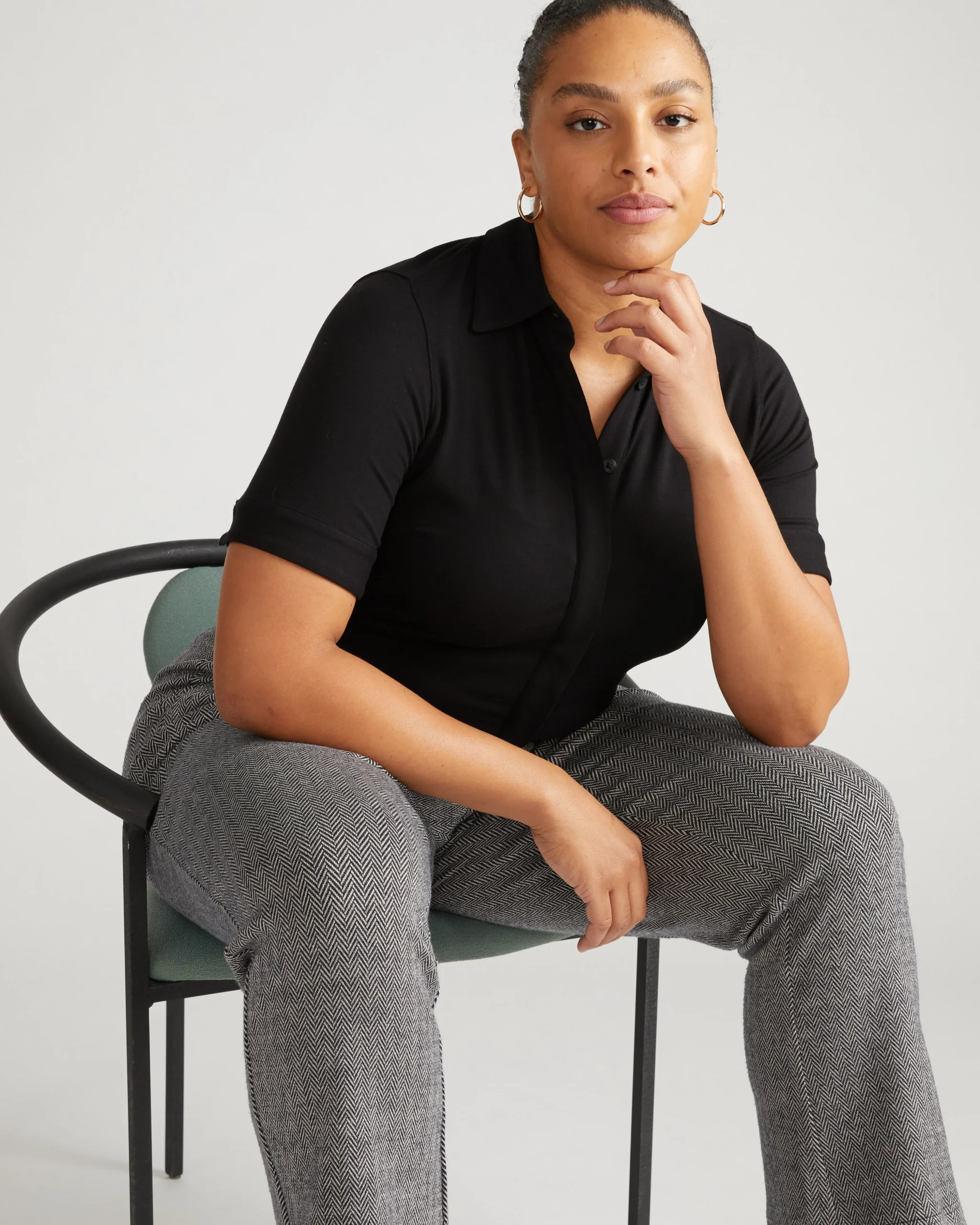 Amaya Ponte Kick Flare Pants Herringbone Tweed