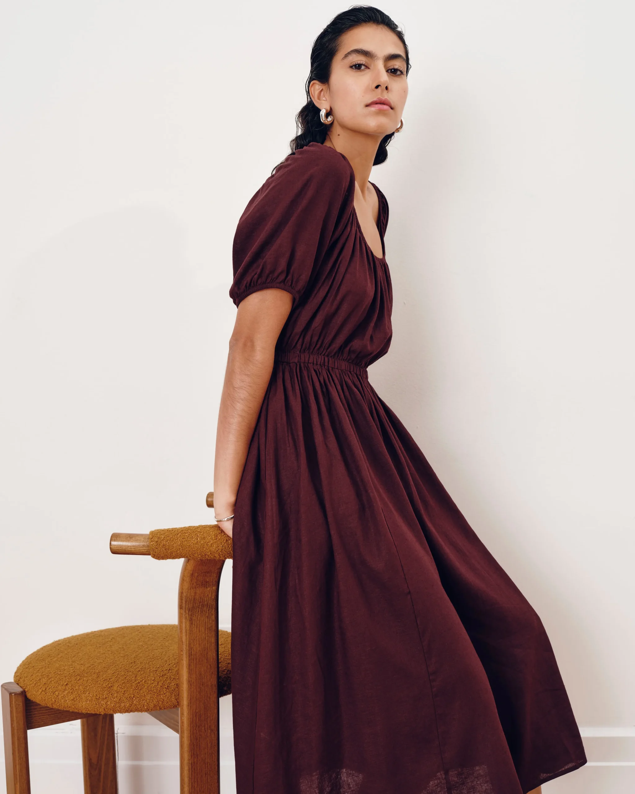Andrea Linen Blend Dress Brulee