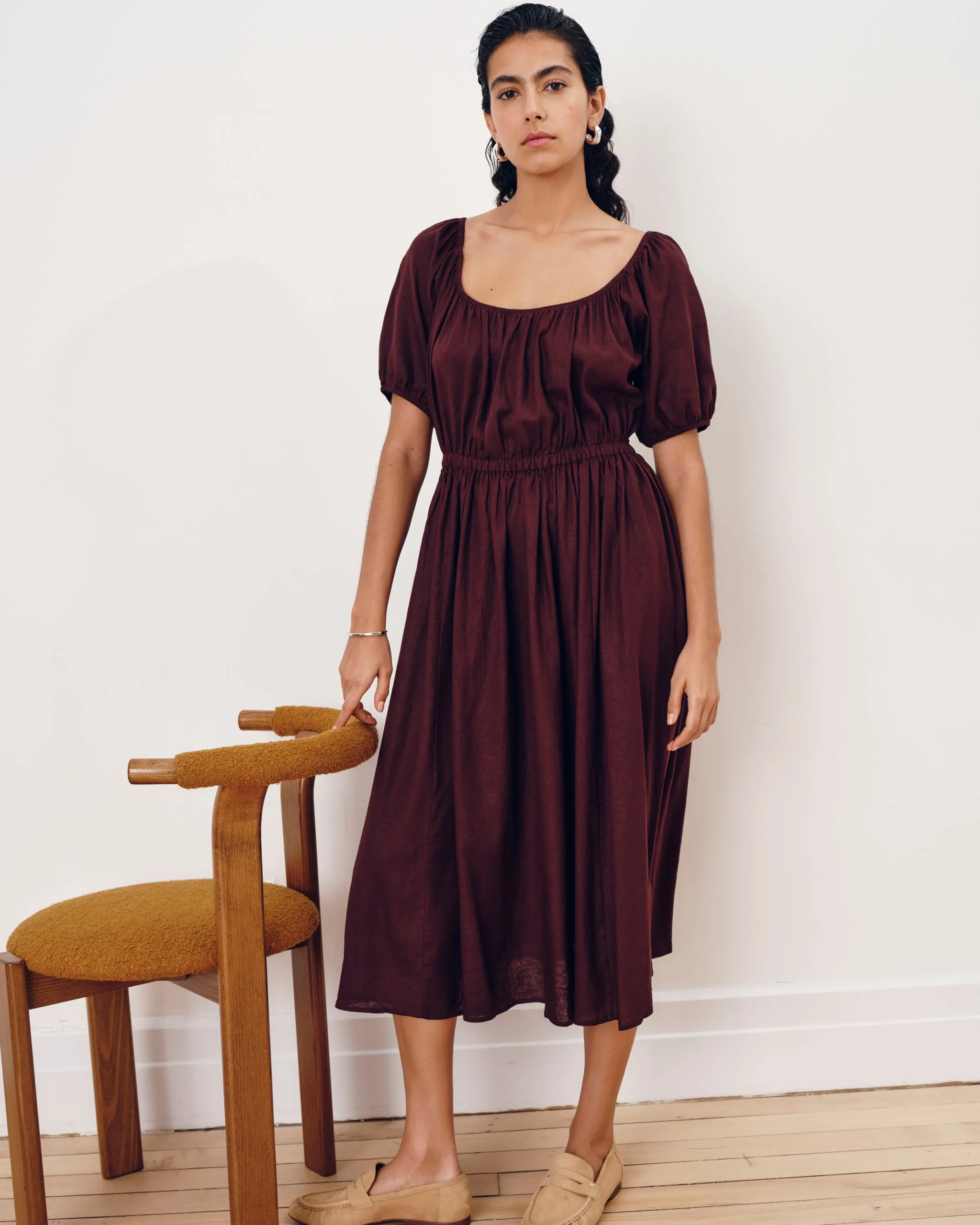 Andrea Linen Blend Dress Brulee