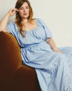Andrea Peplum Linen Blend Top Cielo Blue