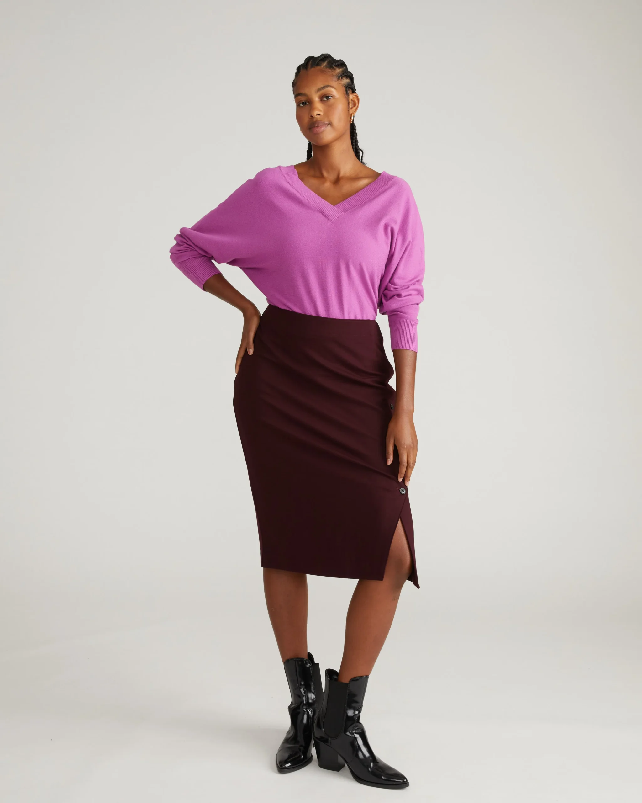 Anya Ponte Skirt Black Cherry
