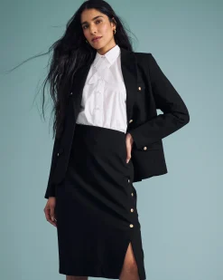 Anya Ponte Skirt Black with Gold Buttons