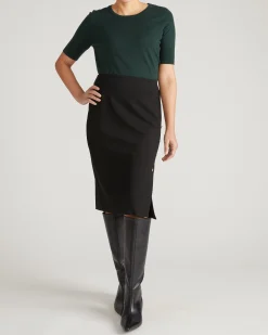 Anya Ponte Skirt Black with Gold Buttons