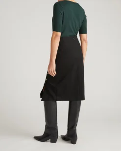 Anya Ponte Skirt Black with Gold Buttons