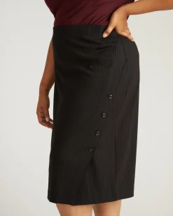 Anya Ponte Skirt Slate Pinstripe