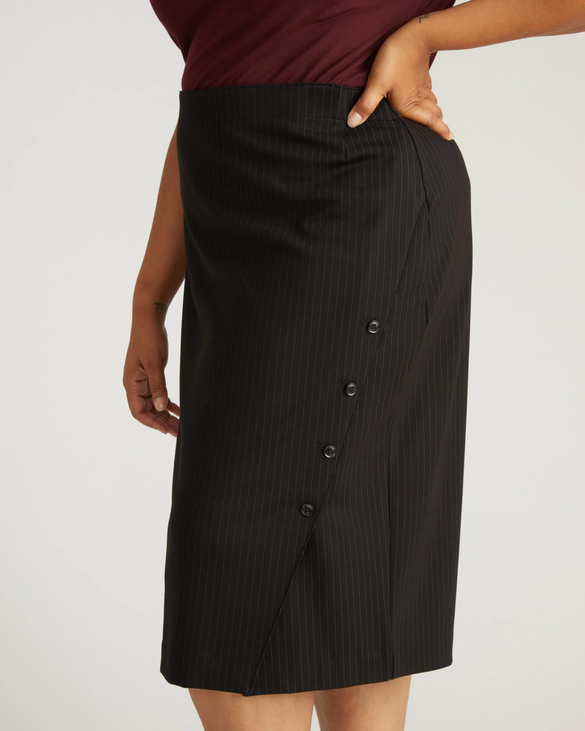 Anya Ponte Skirt Slate Pinstripe
