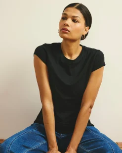 Ashley Cap Sleeve Tee Black