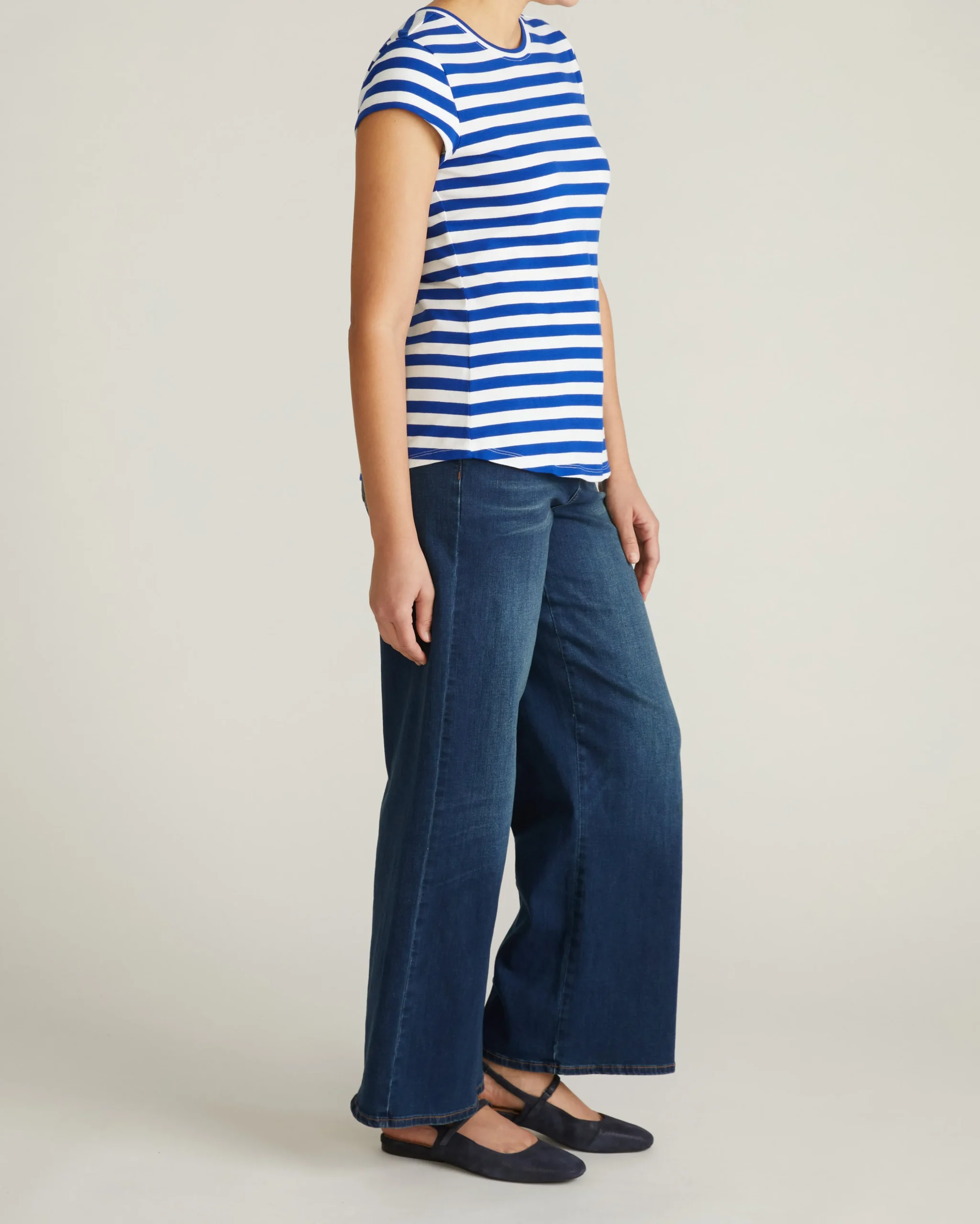 Ashley Cap Sleeve Tee Hammersmith Blue/White Stripe