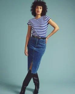 Ashley Cap Sleeve Tee Hammersmith Blue/White Stripe