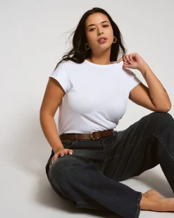 Ashley Cap Sleeve Tee White