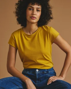 Ashley Cap Sleeve Tee Yellow Ochre