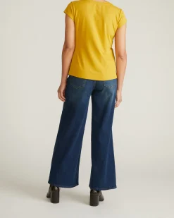 Ashley Cap Sleeve Tee Yellow Ochre