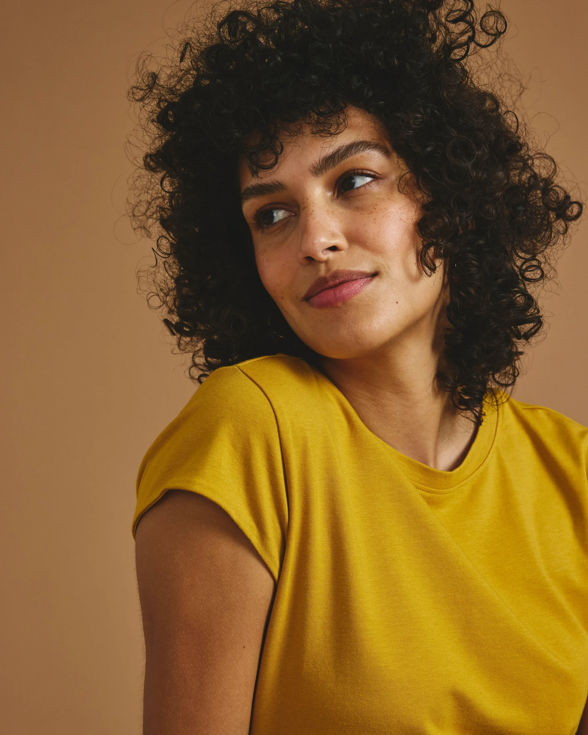 Ashley Cap Sleeve Tee Yellow Ochre