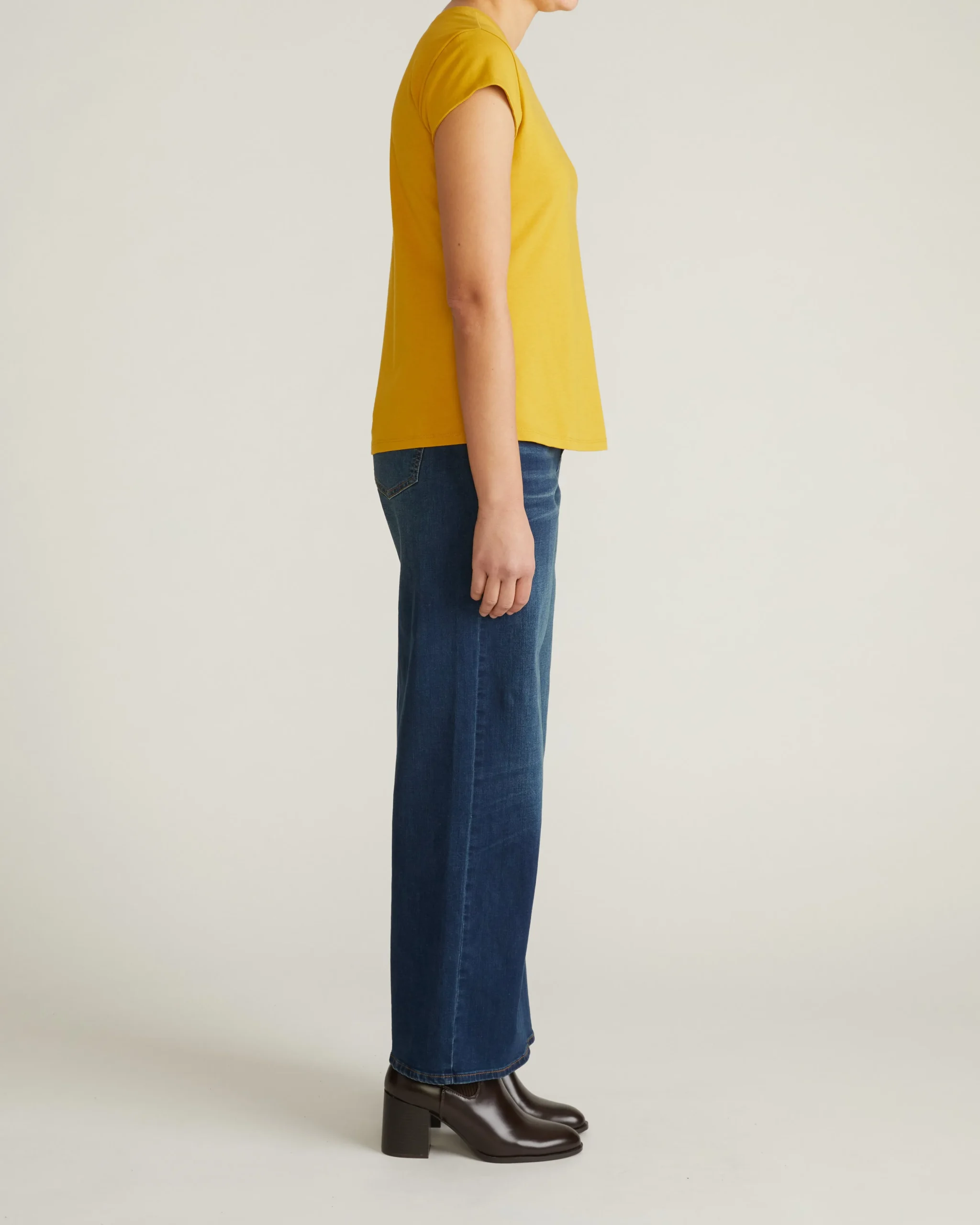 Ashley Cap Sleeve Tee Yellow Ochre