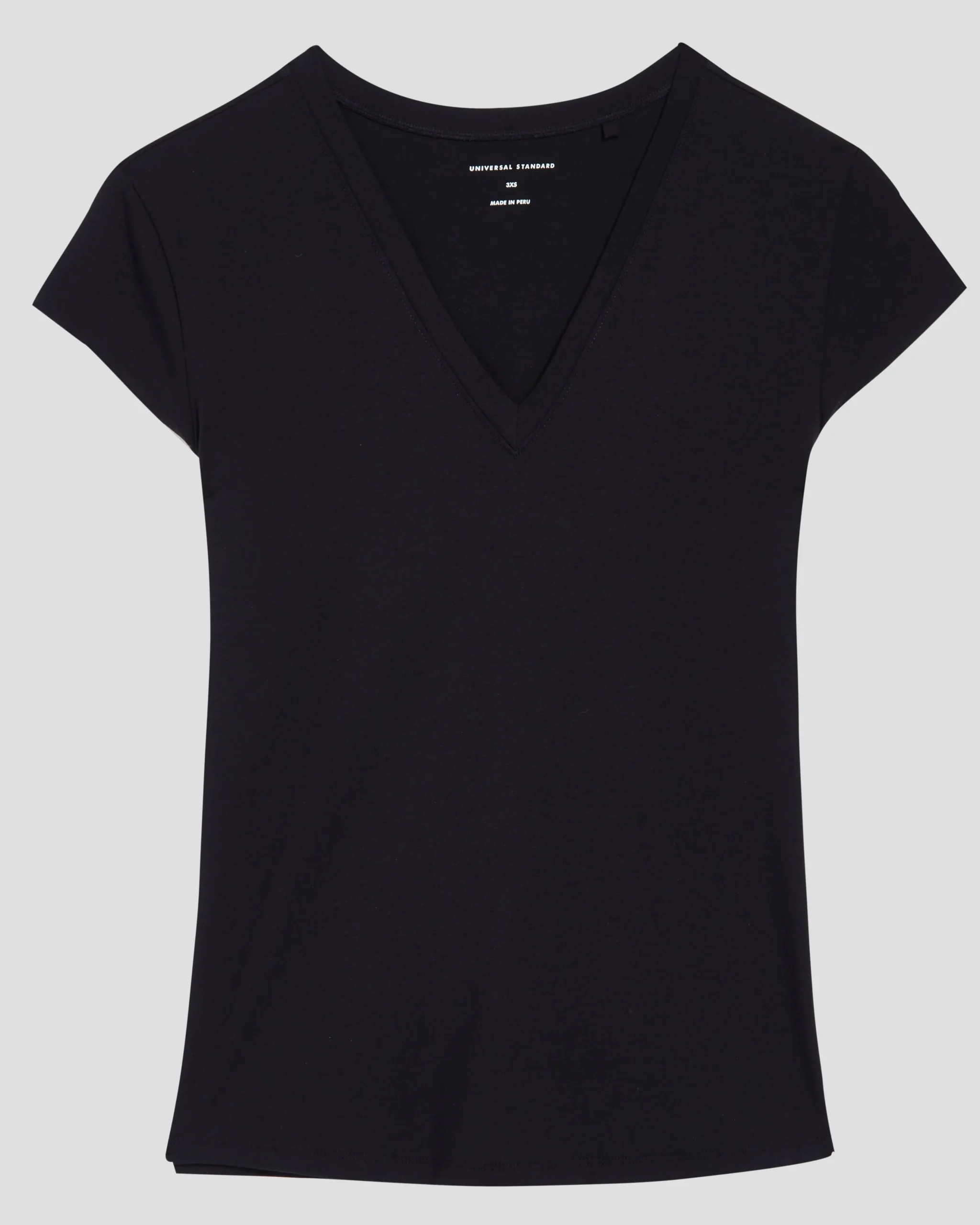 Ashley V Neck Cap Sleeve Tee Black
